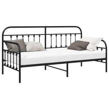 ARDEBO.de - Tagesbettgestell Schwarz 90x190 cm Stahl