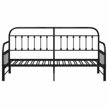 Tagesbettgestell mit Ausziehbett in Schwarz, 75x190 cm, aus Stahl