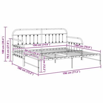 Tagesbett mit Unterbett Schwarz 90x190 cm Stahl