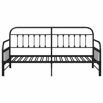 Tagesbettgestell mit Ausziehbett Schwarz 100x190 cm Stahl