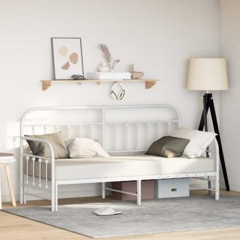 ARDEBO.de - Tagesbettgestell mit Unterbett Weiß 75x190 cm Stahl