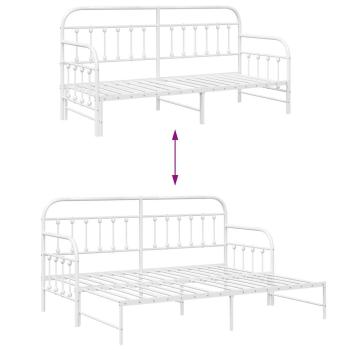Tagesbettgestell mit Unterbett Weiß 75x190 cm Stahl