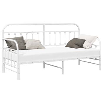 Tagesbettgestell mit Unterbett Weiß 75x190 cm Stahl