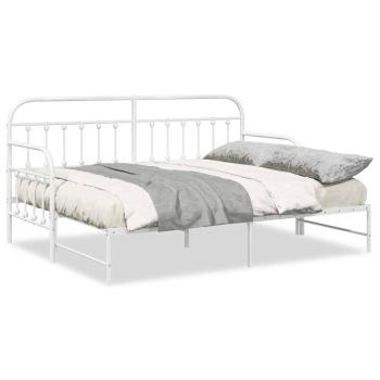 Tagesbettgestell mit Unterbett Weiß 75x190 cm Stahl