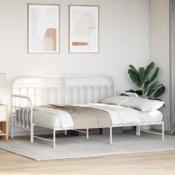 Tagesbettgestell mit Unterbett Weiß 75x190 cm Stahl