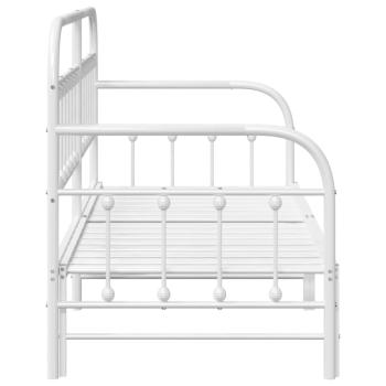 Tagesbettgestell mit Unterbett Weiß 75x190 cm Stahl