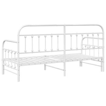 Tagesbettgestell mit Unterbett Weiß 75x190 cm Stahl