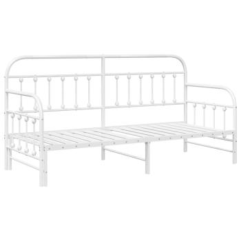 Tagesbettgestell mit Ausziehbett in Weiß, 80x200 cm aus Stahl