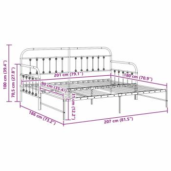 Daybed-Rahmen mit Trundle Weiß 90x200 cm Stahl