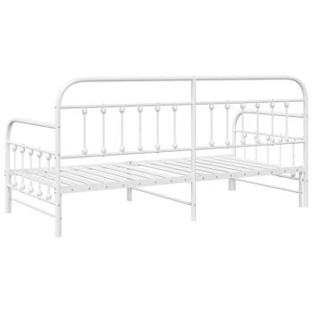 Tagesbettgestell mit Ausziehbett Weiß 100x190 cm Stahl