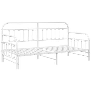 Tagesbettgestell mit Ausziehbett in Weiß, 100x200 cm, aus Stahl