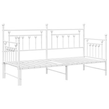 Tagesbett-Rahmen mit Ausziehbett Weiß 75x190 cm aus Stahl
