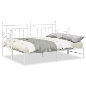 Tagesbett-Rahmen mit Ausziehbett Weiß 75x190 cm aus Stahl