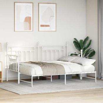 Tagesbett-Rahmen mit Ausziehbett Weiß 75x190 cm aus Stahl