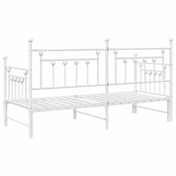 Tagesbett-Rahmen mit Ausziehbett Weiß 75x190 cm aus Stahl