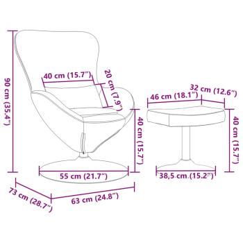 Ei-Stuhl mit Hocker Dunkelgrau Samt