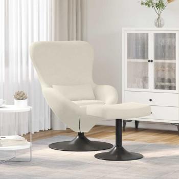 ARDEBO.de - Schalenstuhl mit Fußhocker Creme Velours