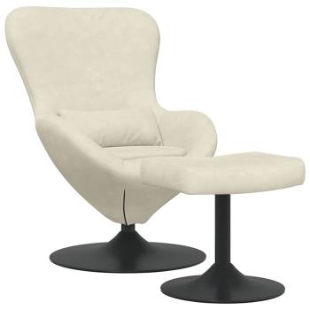 Schalenstuhl mit Fußhocker Creme Velours