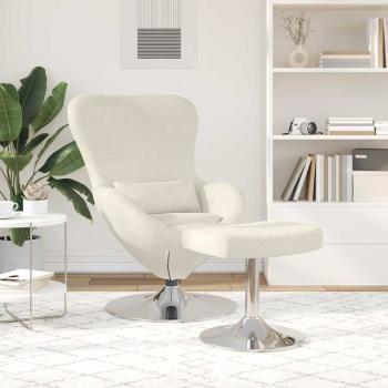 Schalenstuhl mit Fußhocker Creme Velours