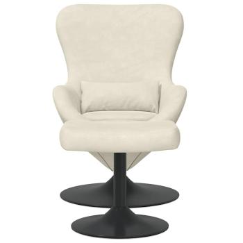 Schalenstuhl mit Fußhocker Creme Velours