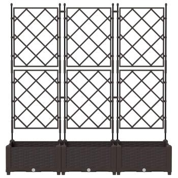 Gartenpflanzer mit Spalier 3 Stück Braun 120x40x125.5 cm