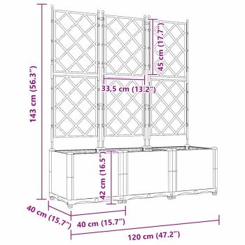 Gartenblumentopf mit Gitter 3 Stück Braun 120x40x143 cm