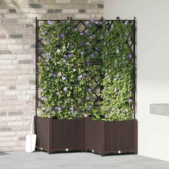 ARDEBO.de - Garten Pflanzer mit Spalier 3 Stück Braun 80x80x143 cm