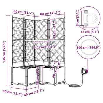 Gartenpflanzkästen mit Bewässerungssystem 3 Stück Braun