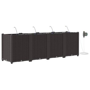 Gartenpflanzgefäße mit Bewässerungssystem 4 Stück Braun