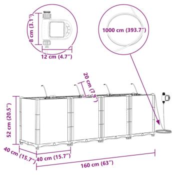 Gartenpflanzgefäße mit Bewässerungssystem 4 Stück Braun