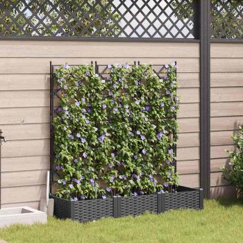 ARDEBO.de - Gartenpflanzer mit Trellis 3 Stück Schwarz 120 x 40 x 125,5 cm