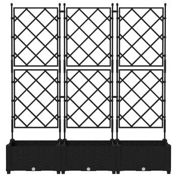 Gartenpflanzer mit Trellis 3 Stück Schwarz 120 x 40 x 125,5 cm