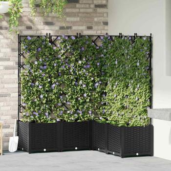 ARDEBO.de - Garten Pflanzer mit Trellis 5 Stück Schwarz 120x120x143 cm
