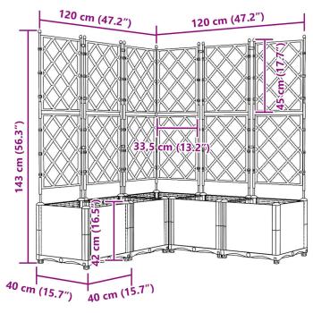 Garten Pflanzer mit Trellis 5 Stück Schwarz 120x120x143 cm