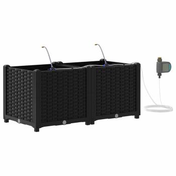 Gartenpflanzen mit Bewässerungssystem 2 Stück Schwarz