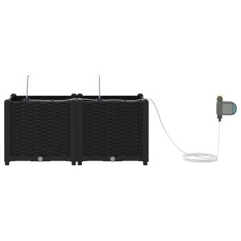 Gartenpflanzen mit Bewässerungssystem 2 Stück Schwarz