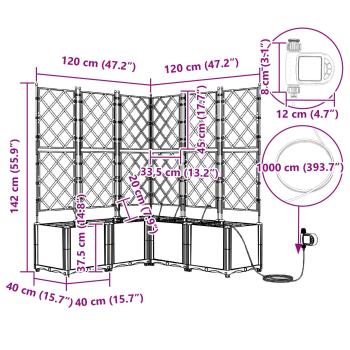 Pflanzkübel mit Gitter 2 Stck Grau 80x40x143 cm