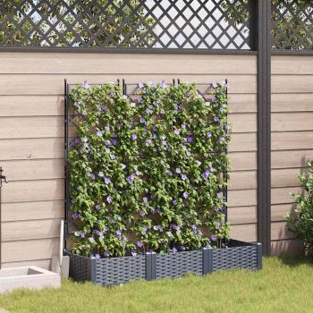 ARDEBO.de - Gartenpflanzer mit Spalier 3 Teile Grau 120x40x125,5 cm