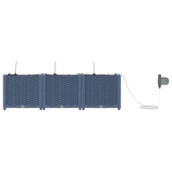 Gartenpflanzgefäße mit Bewässerungssystem 3 Stück Grau