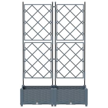 Gartenpflanzer mit Spalier 2 Stück Hellgrau 80x40x125,5 cm