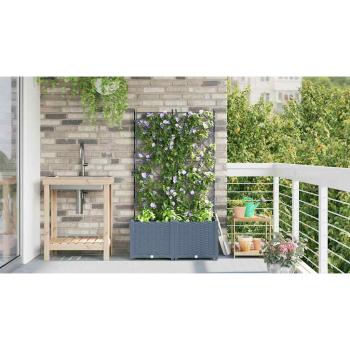 Gartenpflanzkübel mit Gitter 2 Stück Hellgrau 80x40x143 cm