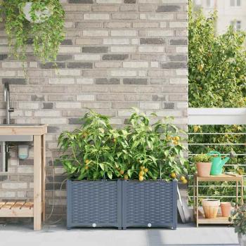 ARDEBO.de - Gartenpflanzgefäße mit Bewässerungssystem 2 Stück Hellgrau