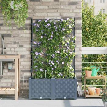 Gartenpflanzgefäße mit Bewässerungssystem 2 Stück Hellgrau