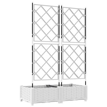 Pflanzkübel mit Spalier 2 Stück Weiß 80x40x125,5 cm