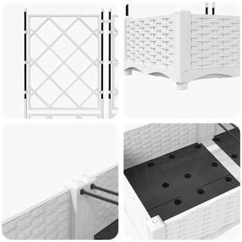 Garten Pflanzer mit Spalier 3-teilig Weiß 120x40x125.5 cm