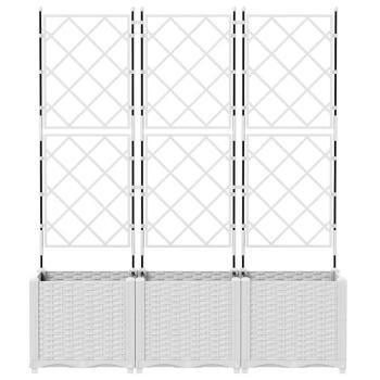 Gartenpflanzer mit Trellis 3 Stk Weiß 120x40x143 cm