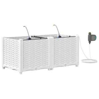 Gartenpflanzgefäße mit Bewässerungssystem 2 Stück Weiß