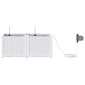 Gartenpflanzgefäße mit Bewässerungssystem 2 Stück Weiß