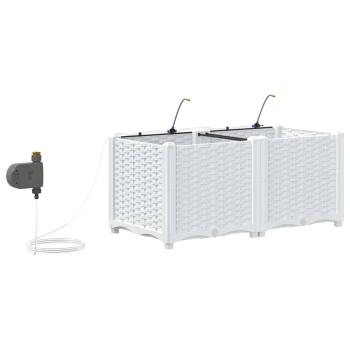 Gartenpflanzgefäße mit Bewässerungssystem 2 Stück Weiß