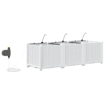 Gartenpflanzkübel mit Bewässerungssystem 3 Stück Weiß